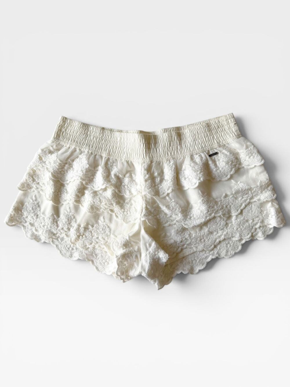 Hollister White Lace Layered Elastic Waist Shorts Large